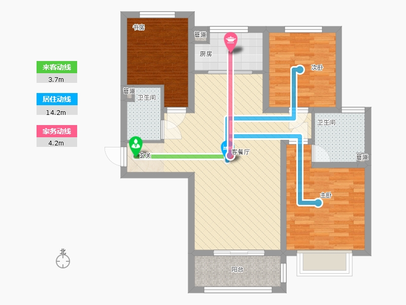 雨荷水岸3室1廳2衛(wèi)1廚76㎡動靜線圖