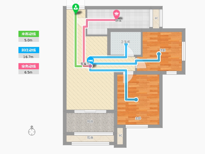 盛世御城2室1廳1衛(wèi)1廚67.17㎡動靜線圖