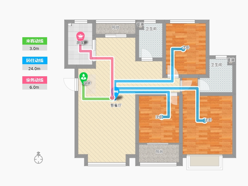 長(zhǎng)久中心(公園9號(hào)）3室1廳2衛(wèi)1廚131㎡動(dòng)靜線圖