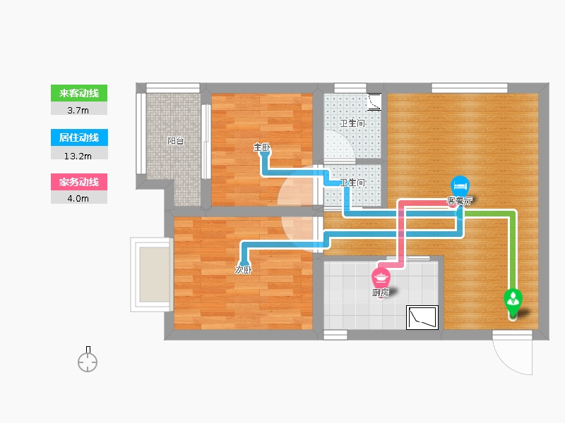 潤德天悅城2室2廳2衛(wèi)1廚61㎡動靜線圖