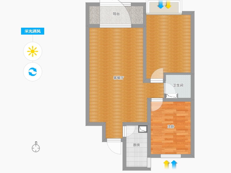 潤德天悅城1室2廳1衛(wèi)1廚78㎡采光通風(fēng)圖