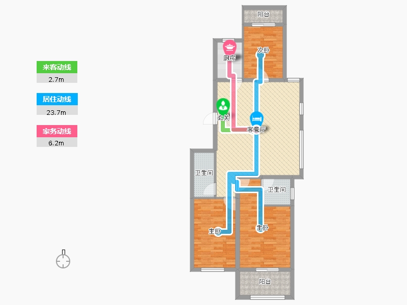 潤德天悅城3室2廳2衛(wèi)1廚130㎡動靜線圖
