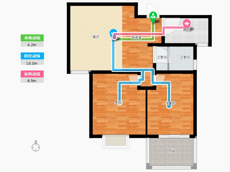 卓升尚郡2室1廳1衛(wèi)1廚119㎡動(dòng)線圖