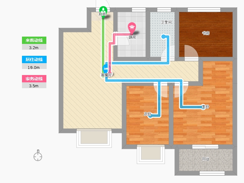 中山尚城3室2廳1衛(wèi)1廚102㎡動(dòng)線(xiàn)圖