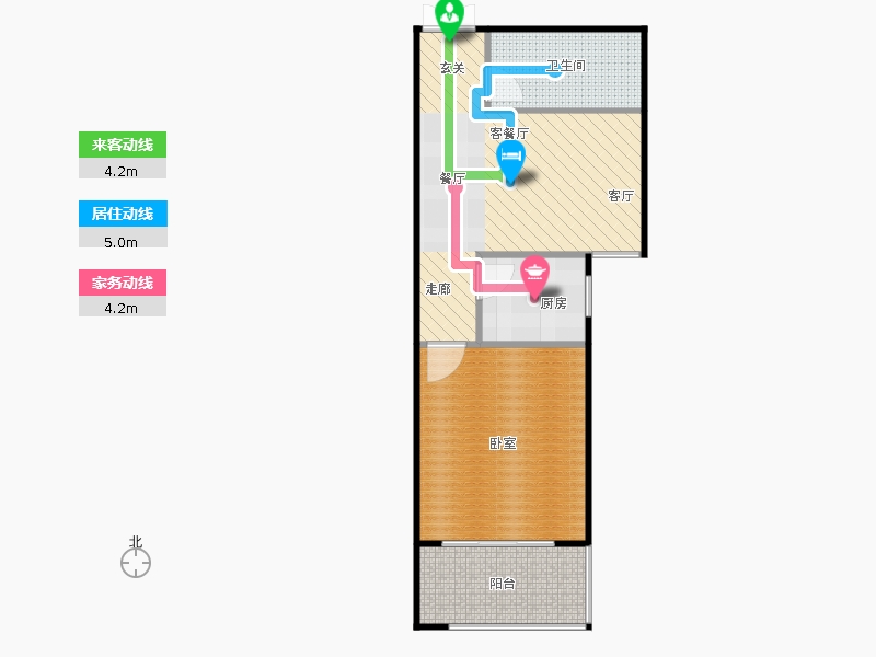 鑫界9號院1室1廳1衛(wèi)1廚71㎡動線圖