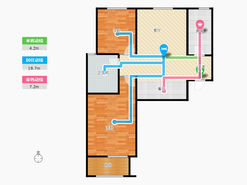 百島綠城2室2廳1衛(wèi)0廚103㎡動線圖