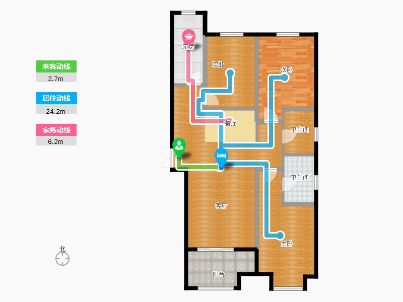 百島綠城3室2廳2衛(wèi)1廚136㎡動(dòng)線圖