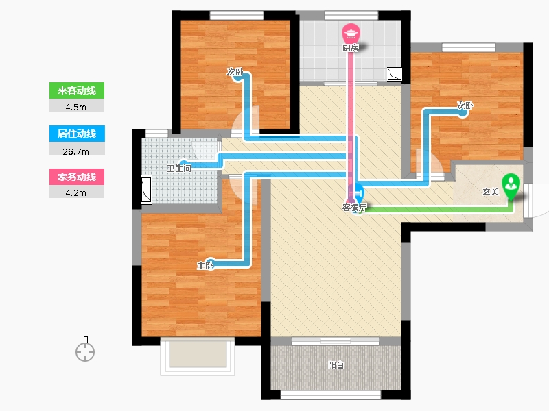 保利西悅春天3室2廳1衛(wèi)1廚109㎡動靜線圖