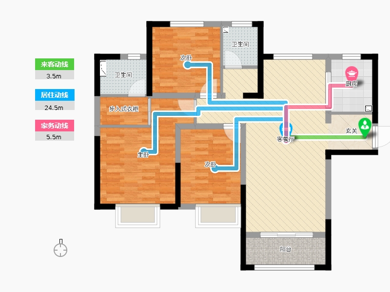 保利西悅春天3室2廳2衛(wèi)1廚125㎡動靜線圖