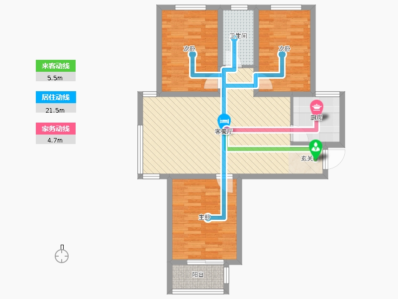 明瀚花香城3室2廳1衛(wèi)1廚110㎡動靜線圖
