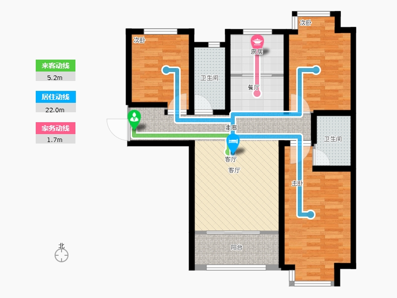 明瀚花香城3室1廳2衛(wèi)1廚117㎡動靜線圖