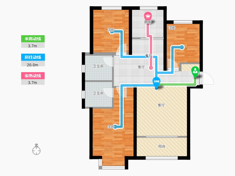 明瀚花香城3室1廳2衛(wèi)1廚122㎡動靜線圖