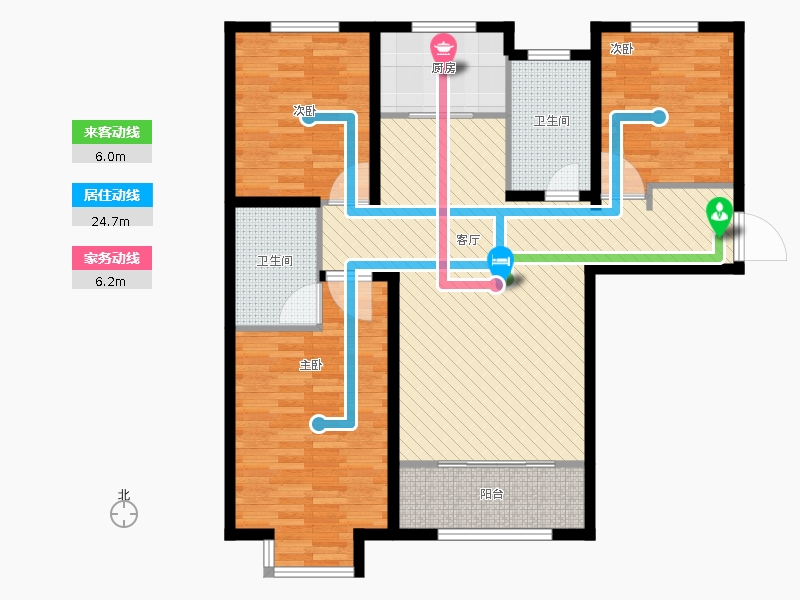 明瀚花香城3室1廳2衛(wèi)1廚152㎡動(dòng)靜線圖