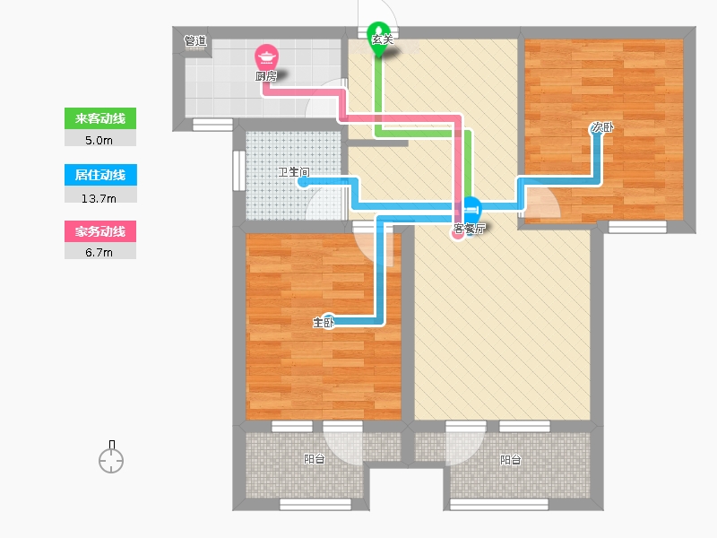 天下錦程花苑2室2廳1衛(wèi)1廚96㎡動靜線圖