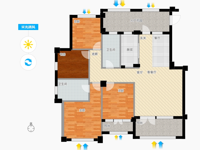 天下錦程4室1廳2衛(wèi)1廚165㎡采光通風(fēng)圖