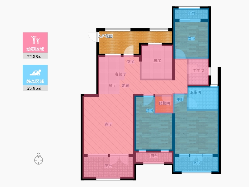 天下錦程3室1廳2衛(wèi)1廚175㎡動靜分區(qū)圖