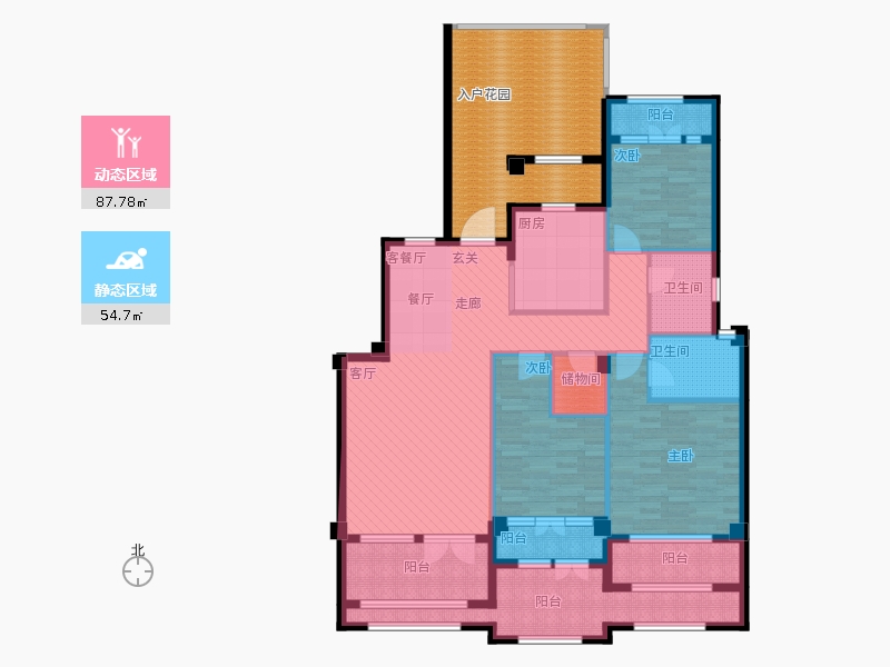 天下錦程3室1廳2衛(wèi)1廚210㎡動靜分區(qū)圖