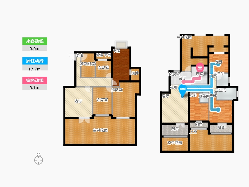天下錦程4室3廳3衛(wèi)1廚226㎡動(dòng)靜線圖