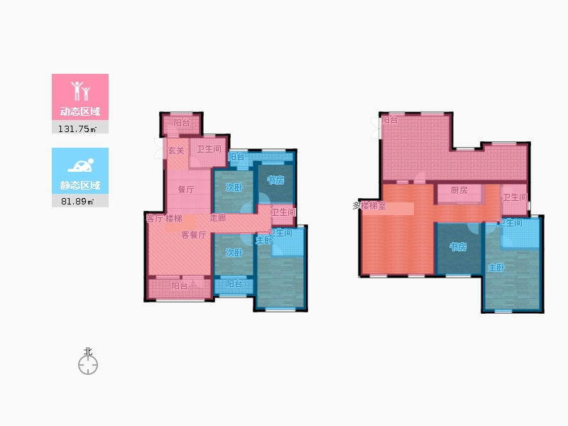 天下錦程6室1廳5衛(wèi)1廚267㎡動(dòng)靜分區(qū)圖