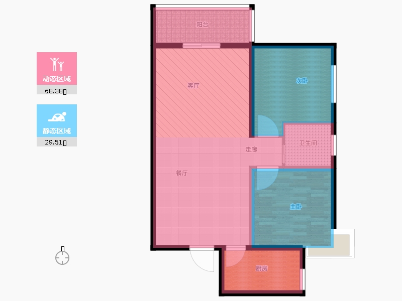 同祥城2室2廳1衛(wèi)1廚122㎡動(dòng)靜分區(qū)圖