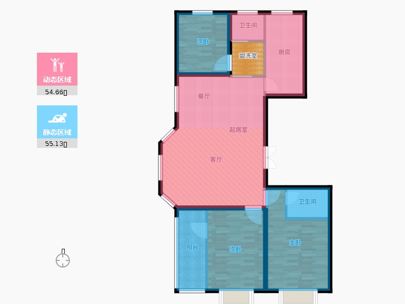 同祥城3室2廳2衛(wèi)1廚142㎡動(dòng)靜分區(qū)圖