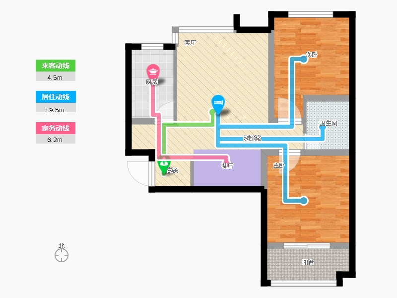 天寧小筑2室2廳1衛(wèi)1廚94㎡動(dòng)線圖